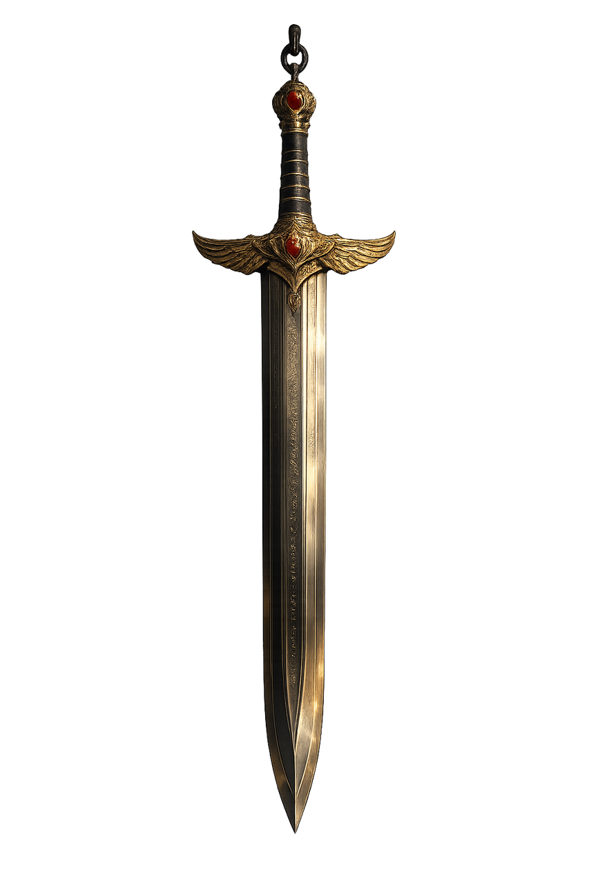 An ornate hanging sword
